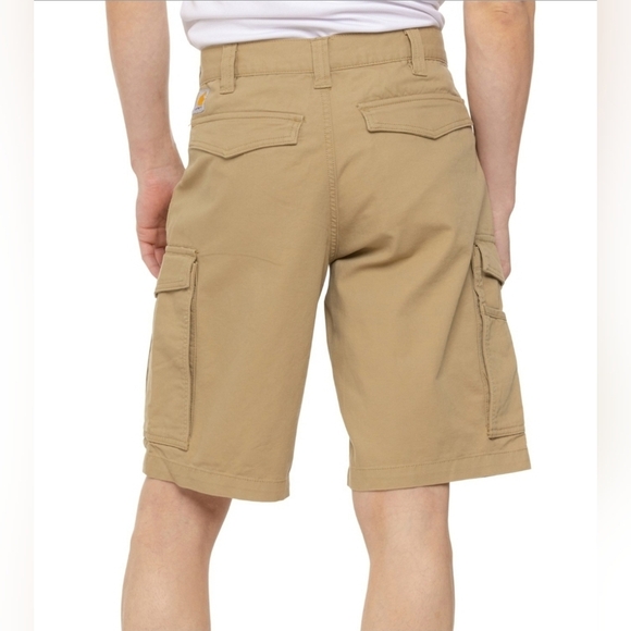 Men's Rugged Flex Relaxed Fit Canvas Cargo Shorts, Khaki, Size 33, NWOT - Picture 2 of 13